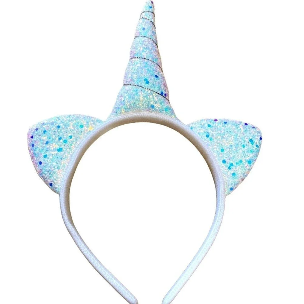 Sparkly Unicorn Horn Ears Headband Glitter Iridescent Party Costume‎ Accessory